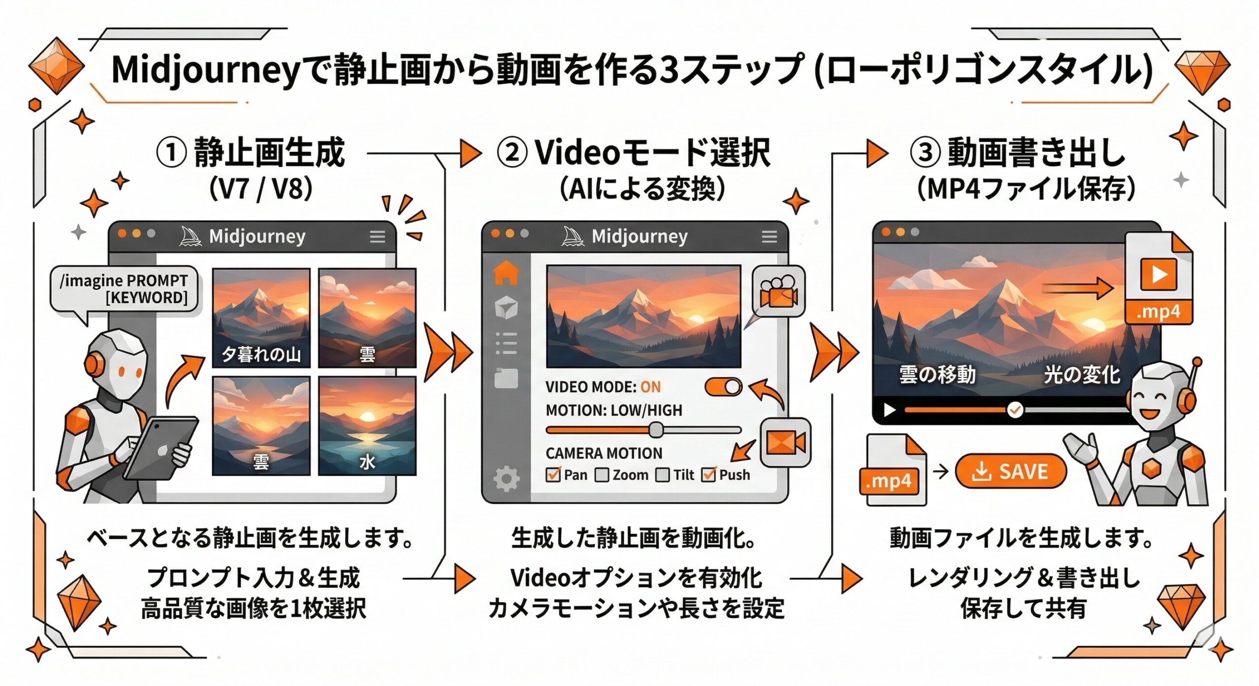 Midjourneyで静止画から動画を作る3ステップ