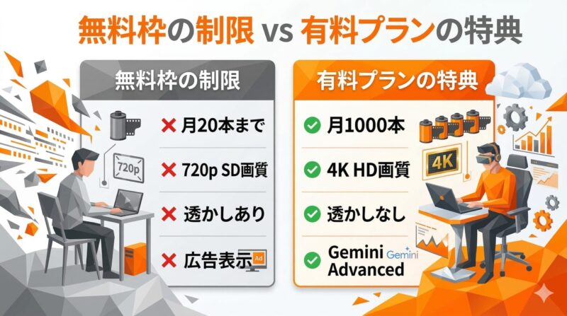 veo 料金 無料枠の制限と有料プランの特典比較