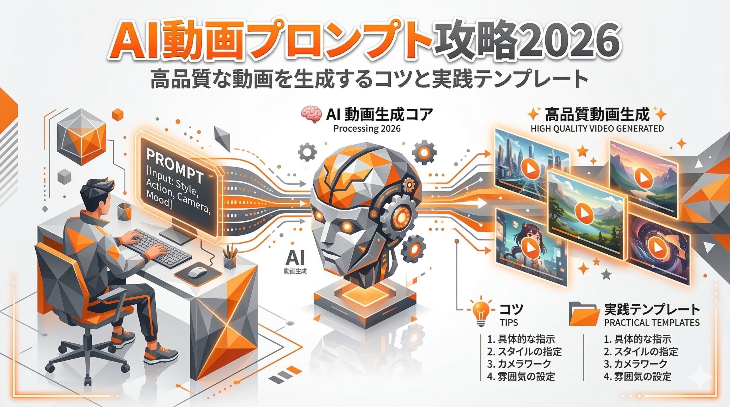 AI動画プロンプト攻略2026|高品質な動画を生成するコツと実践テンプレート