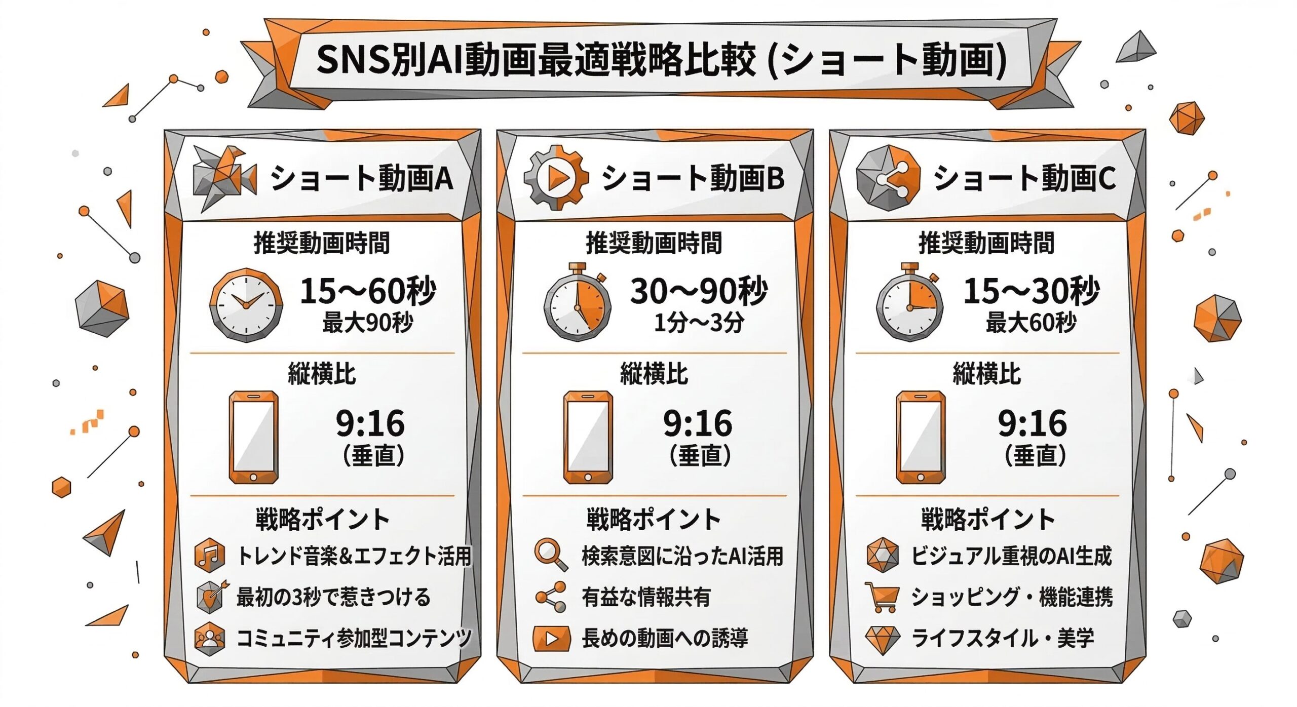 SNS別AI動画最適化戦略比較（TikTok・YouTube Shorts・Instagram Reels）
