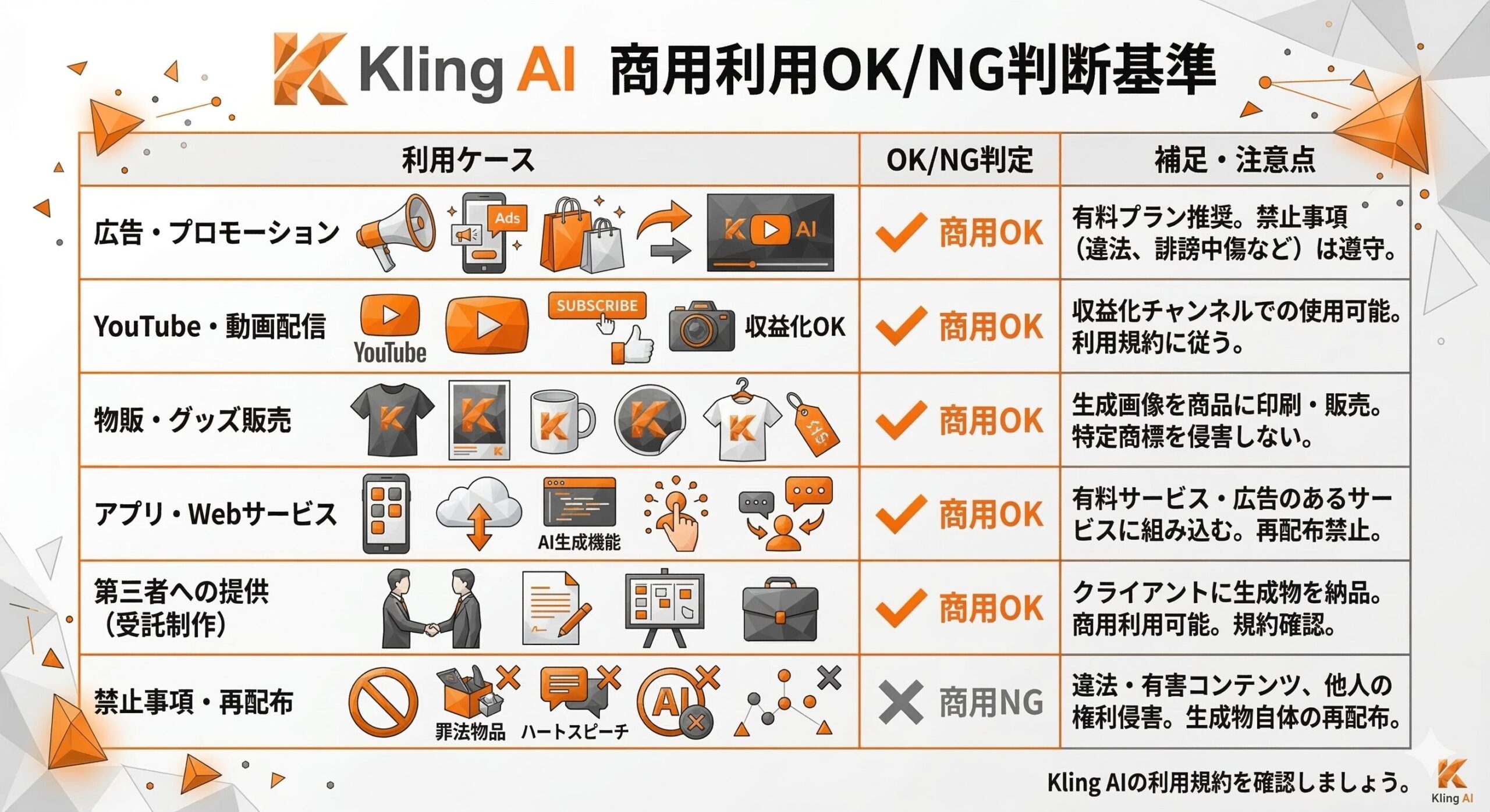 商用利用OK・NGリストのインフォグラフィック