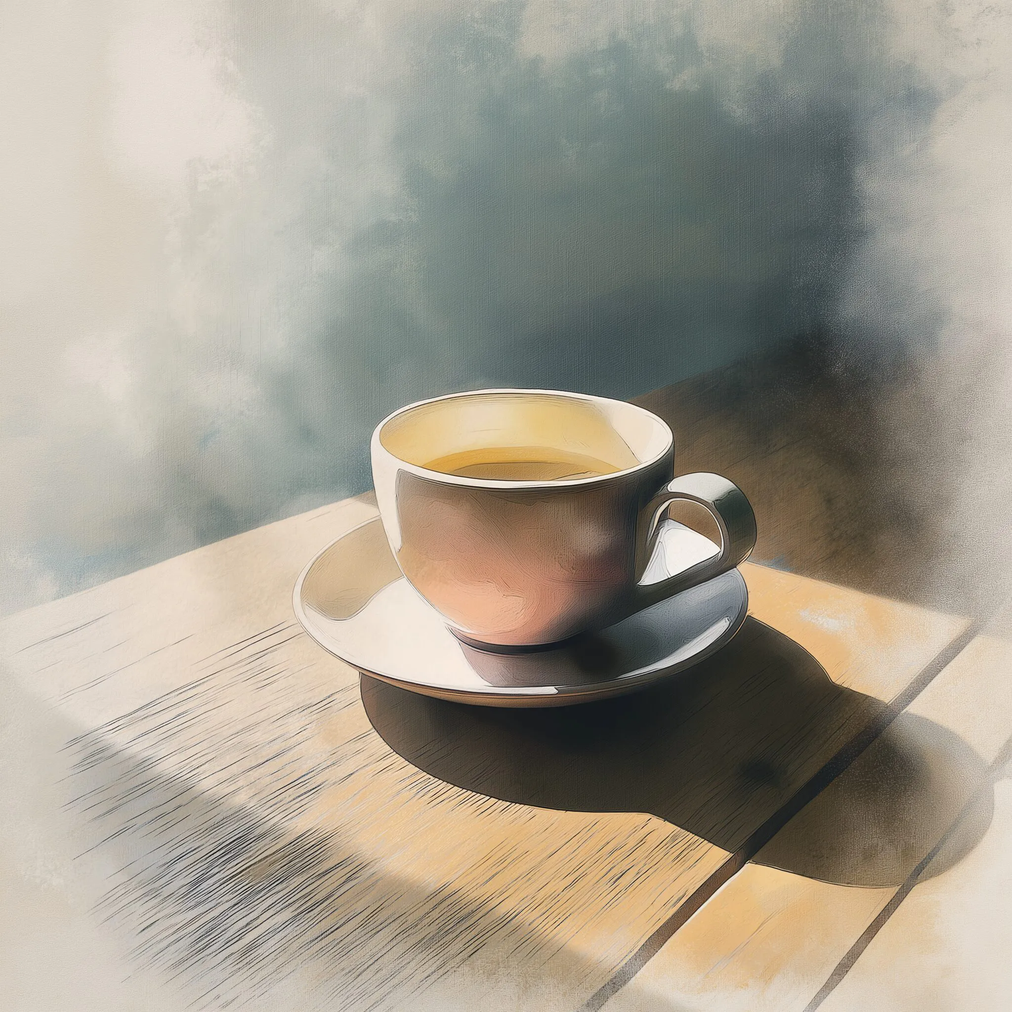 Midjourneyの水彩画スタイルで生成したコーヒーカップアート