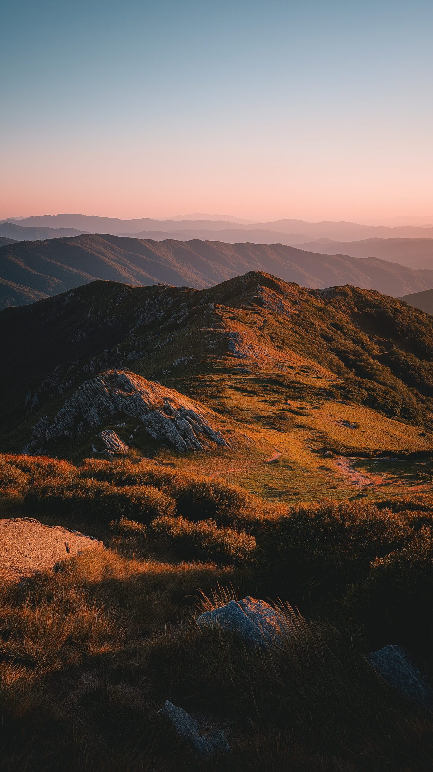 Midjourney --ar 16:9（横長）で生成した夕日の山岳風景
