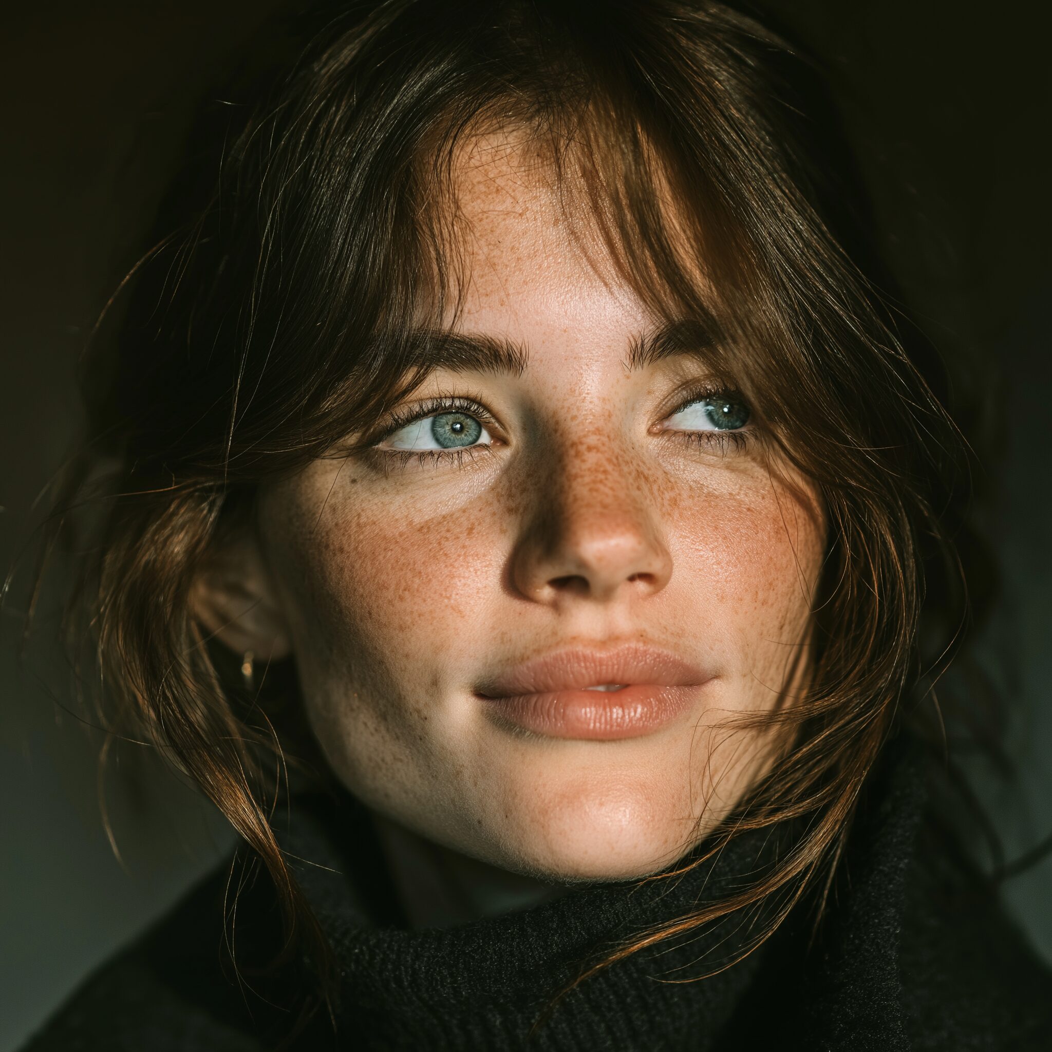 Midjourney --stylize 500で生成した自然光の女性ポートレート画像